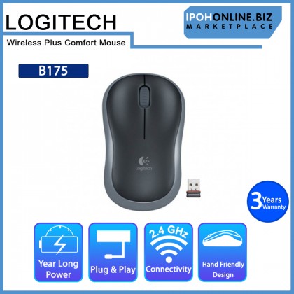 Logitech B175 Plug & Play Wireless Plus Comfort Mouse